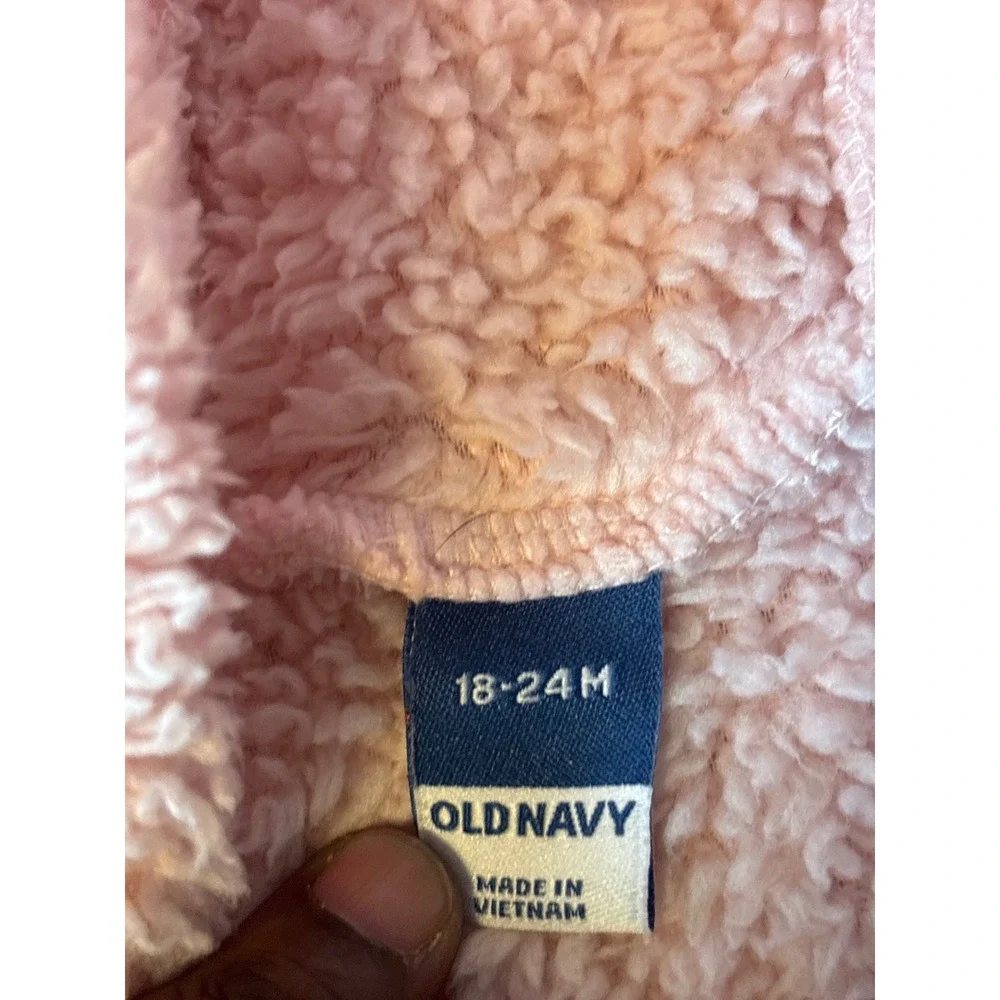 Old‎ Navy Bunting Romper Toddler 18-24M Pink Excellent Sherpa Fleece Hooded Ears